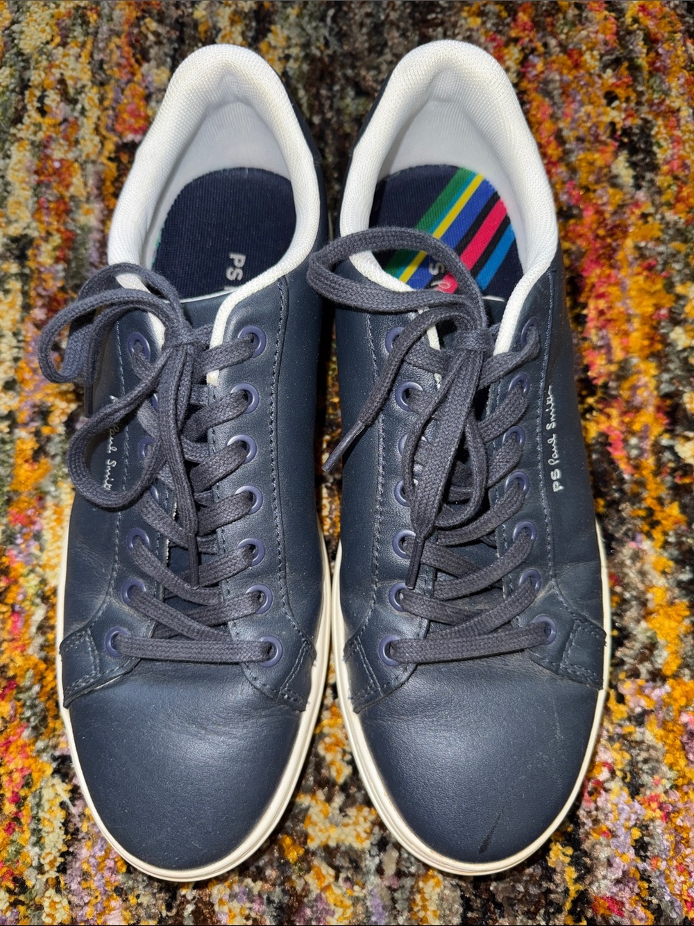 PS Paul Smith Albany Navy Leather Lace-Up Sneakers 8